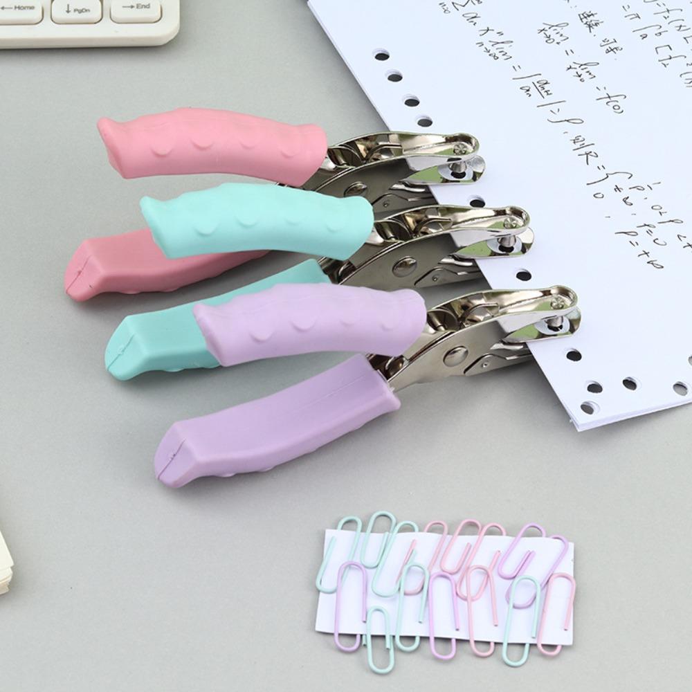 Macaron Color Single Hole Punch Single Hole DIY Paper Puncher Portable Loose-leaf Punch Students