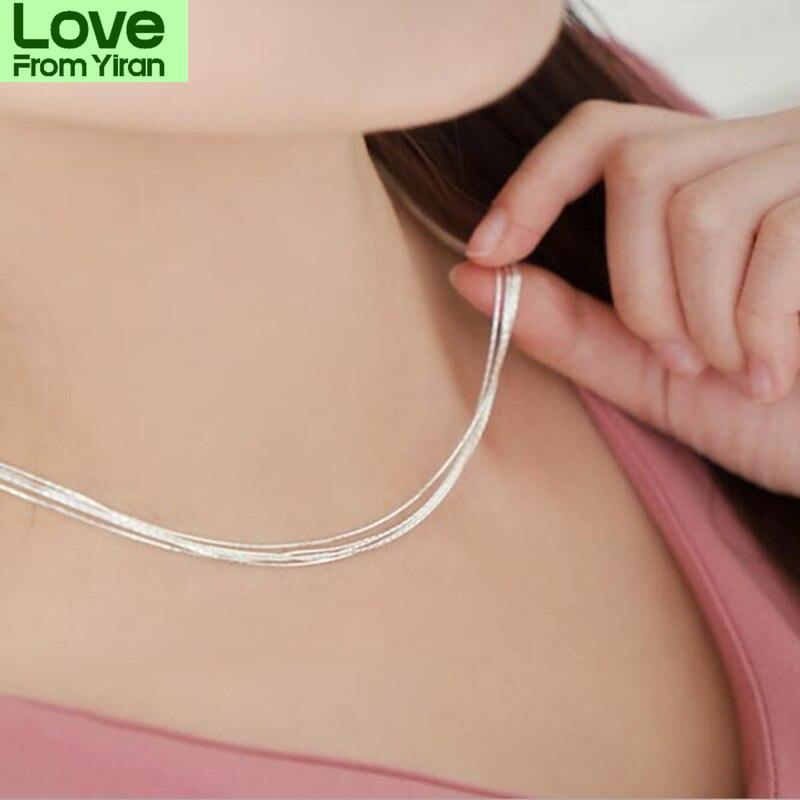New Korean Style 925 Sterling Silver Jewelry Superfine Multi -Layer Snake Bone Nude Bamboo Clavicle Chain Necklaces Xl110