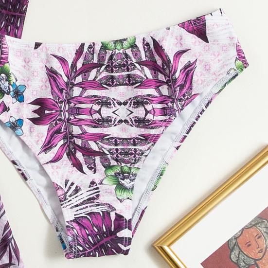 3 шт./компл. Женский комплект бикини с цветочным принтом, раздельный, на бретелях, с подкладкой, купальник-спагетти, сексуальный, с длинным рукавом, EMA