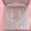 Женщины искусственный жемчуг горный хрусталь кулон ожерелье серьги Корона Тиара комплект ювелирных изделий