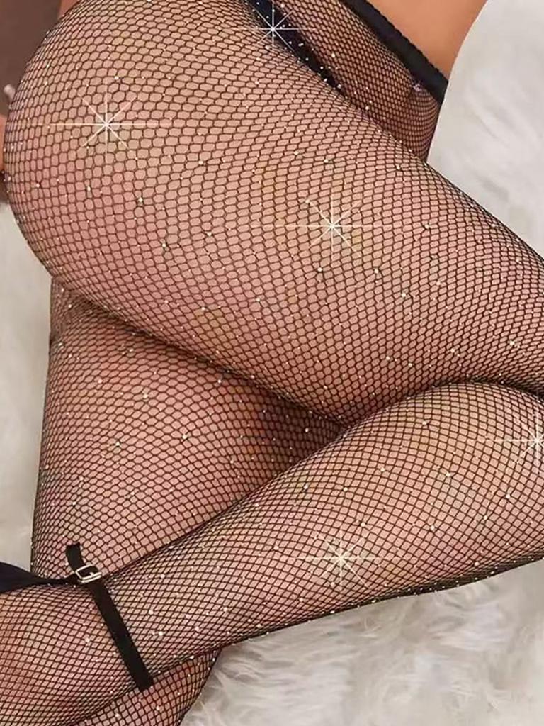 Женские многоцветные сетчатые колготки со стразами, блестящие, украшенные, сексуальные чулки для нарядов на вечеринку и в ночной клуб