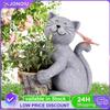 Солнечный Горшок-Котёнок для Суккулентов Креативная Статуэтка Кошки с Бабочкой для Растений Настольный Цветочный Горшок-Кот для Шкафа Заднего Двора