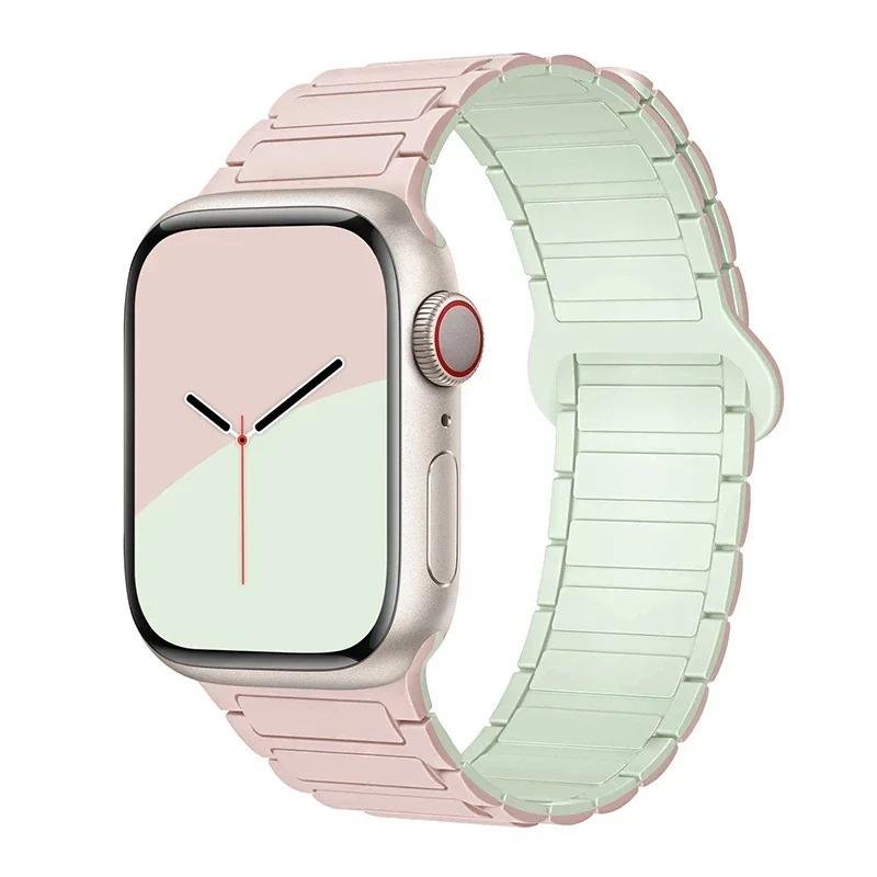 Магнитный ремешок для Apple Watch Ultra 2 49мм 45мм 44мм S10 11 12 46мм 42мм 40 41мм Силиконовый ремешок для IWatch Series Ultra 2 9 8 7 6 5 4