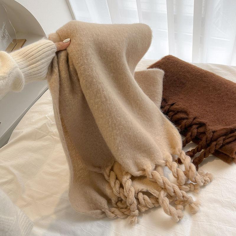 Роскошный кашемировый ярко-зеленый женский однотонный шарф, зимняя шаль и накидка, бандана, пашмина, кисточка, женский платок, толстое одеяло