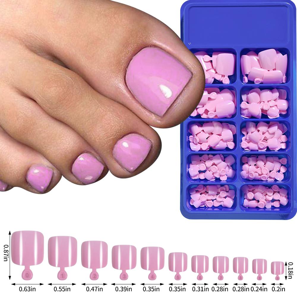 100pcs Clear False Toes Nails French Square Nature White Full Cover Fake Toe Nails Feet Nail Tips Artificial Press On Toenails