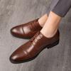 European Station Men  New Arrival Pointed Splice Casual Derby Leather Shoes Black Brown Sizes 38-48 Men Shoes
