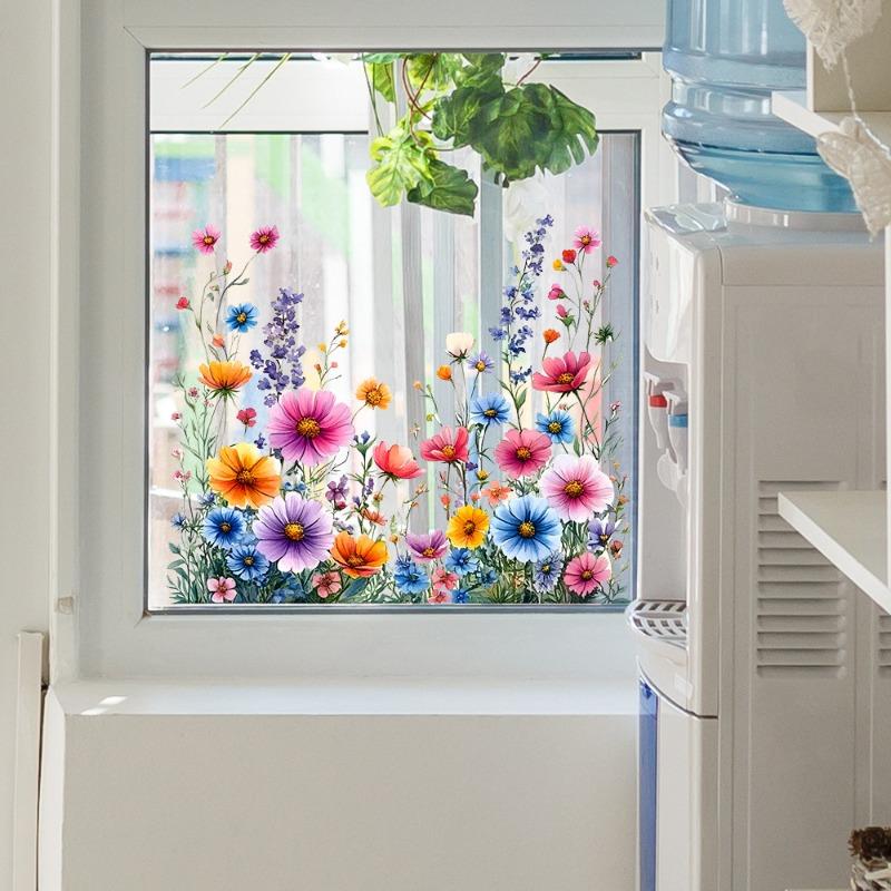 Beautiful Flowers Wall Stickers Double Sided Self-adhesive Background Decor Decals Creative Waterproof