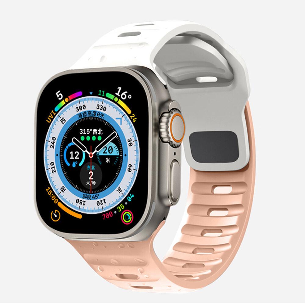 Спортивный ремешок для Apple Watch Ultra 9 8 7 6 SE 5, мягкий силиконовый легкий браслет-ремешок для iWatch 38 мм, 40 мм, 42 мм, 44 мм, 45 мм, 49 мм