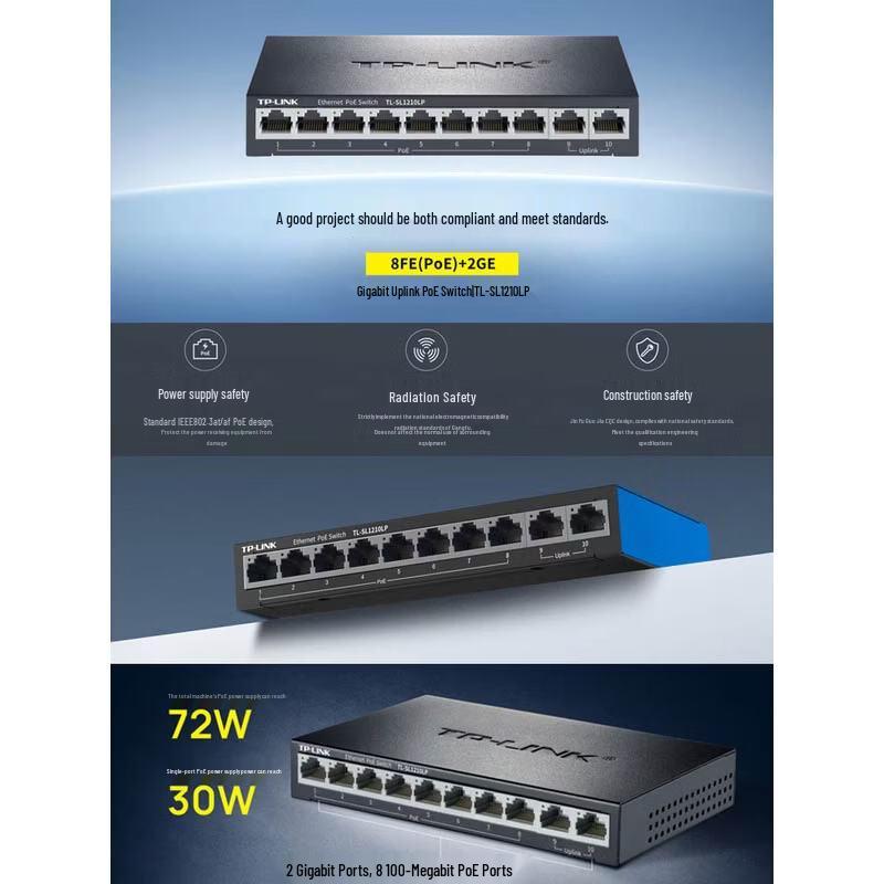 TP-LINK Gigabit Uplink PoE Switch CN plug (adapter included)