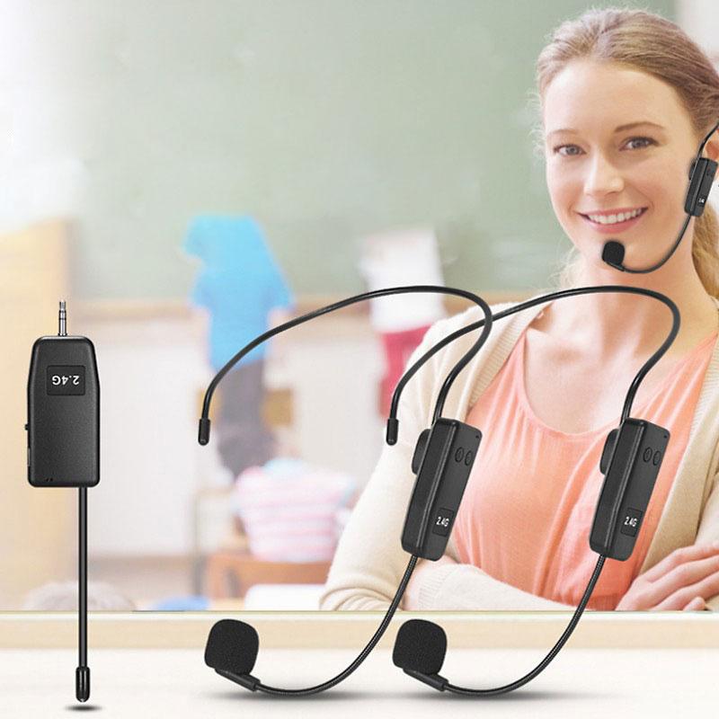 2.4G Wireless Professional Neckband Headset Microphone One For Two UHF Wireless Headset Business Laptop Conference Microphone