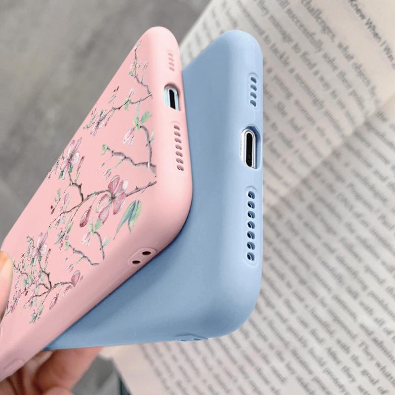 Мягкий силиконовый чехол с цветочным узором для Samsung A55 M35 S24 Xiaomi Redmi Note 13 Pro 13C iPhone Huawei Honor Realme Camera Защитный противоударный чехол