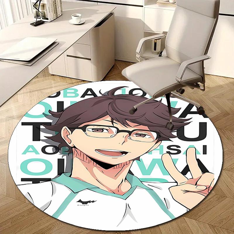 1pc Oikawa Tooru2 Design Printed Area Round Carpet for Bedroom Living Room Home Decor Rugs Mat Non Slip Mat Rug for Bedside