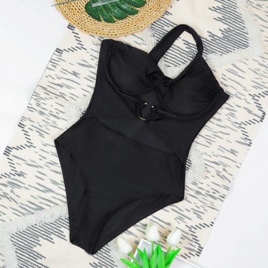 Женский цельный купальник на одно плечо с подкладкой из стали и металлическими пряжками, монокини, сексуальный купальник с S-образной фигурой и полым дизайном