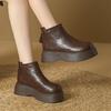 Fashion Back Zipper Short-barrel Cotton Boots Autumn and Winter New Round Toe Platform Non-slip Wear-resistant Wedges