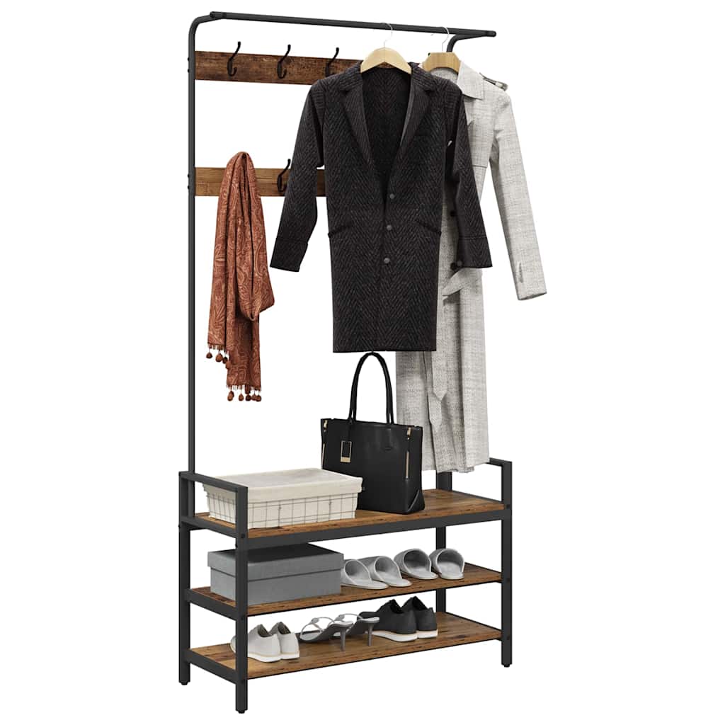 Coat Stand with Reclaimed Wood Finish 95 x 34 x 184 cm Engineered Wood