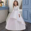Рождественское атласное свадебное платье принцессы с длинными рукавами для девочек, элегантное вечернее белое платье подружки невесты для выпускного вечера