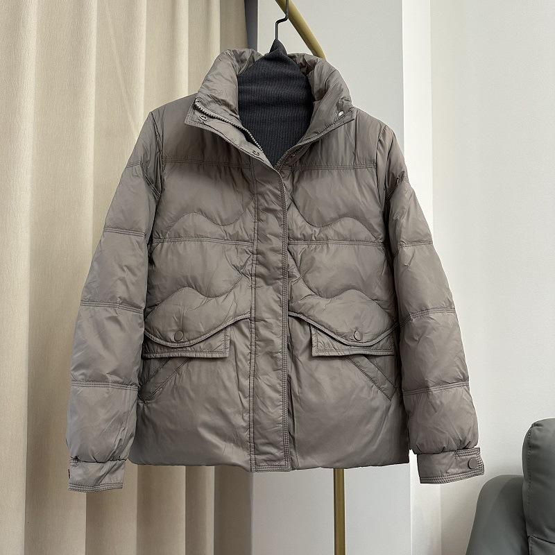 Autumn and winter new down jackets women's thin stand-up collar loose white duck down warm jacket short fashion, lightweight and trendy