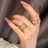 Classic Wire Drawing Craft Crystal Butterfly Rings for Women  Wide Retro Fashion Engagement Ring Fine Copper Zircon