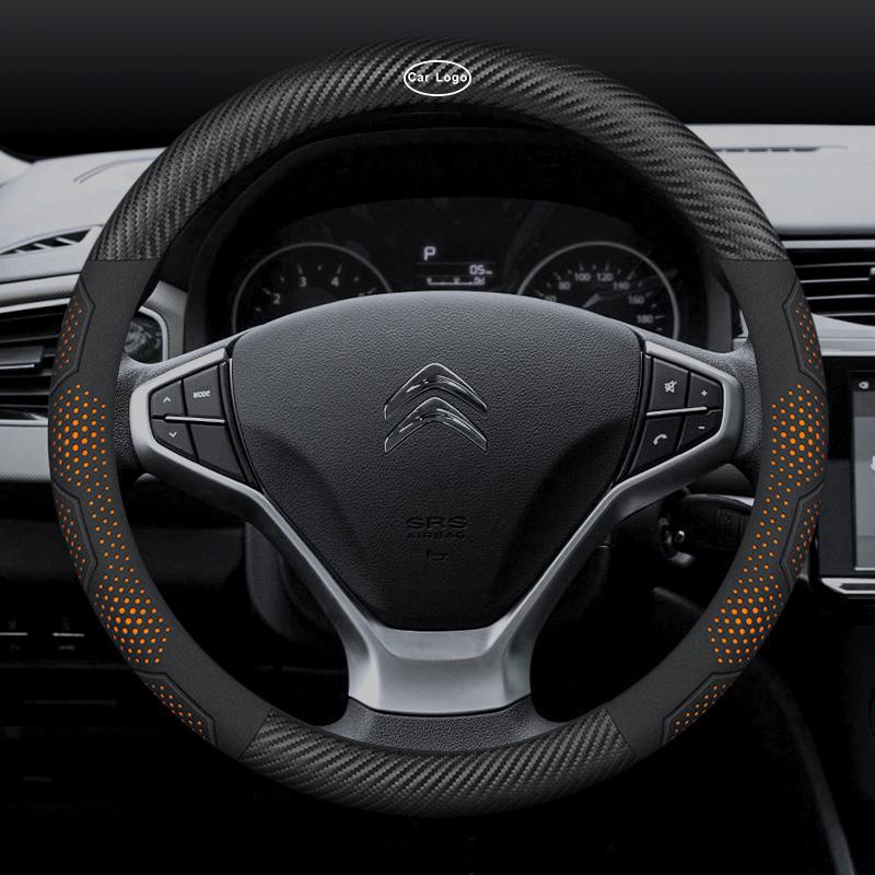 Для Citroen C1 C2 C3 C4 C5 C6 C7 C8 VTS Автомобильная дышащая и противоскользящая крышка рулевого колеса из замши, углеродного волокна и кожи