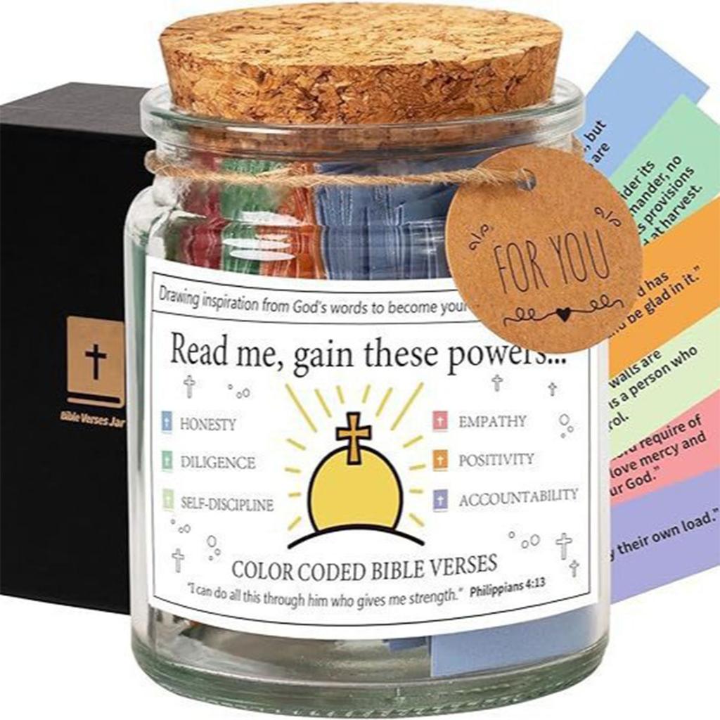 Bible Verses Religious Box For Prayer Glass Container Jar With Scripture Cards Christian Decors Birthday Holiday Gift