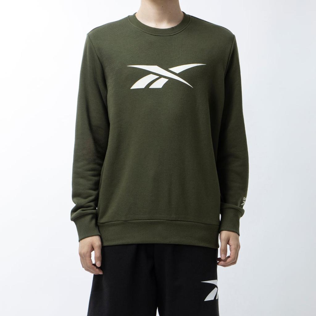 Reebok Свитшот прямого кроя с круглым вырезом и логотипом, унисекс, зеленый GR8474