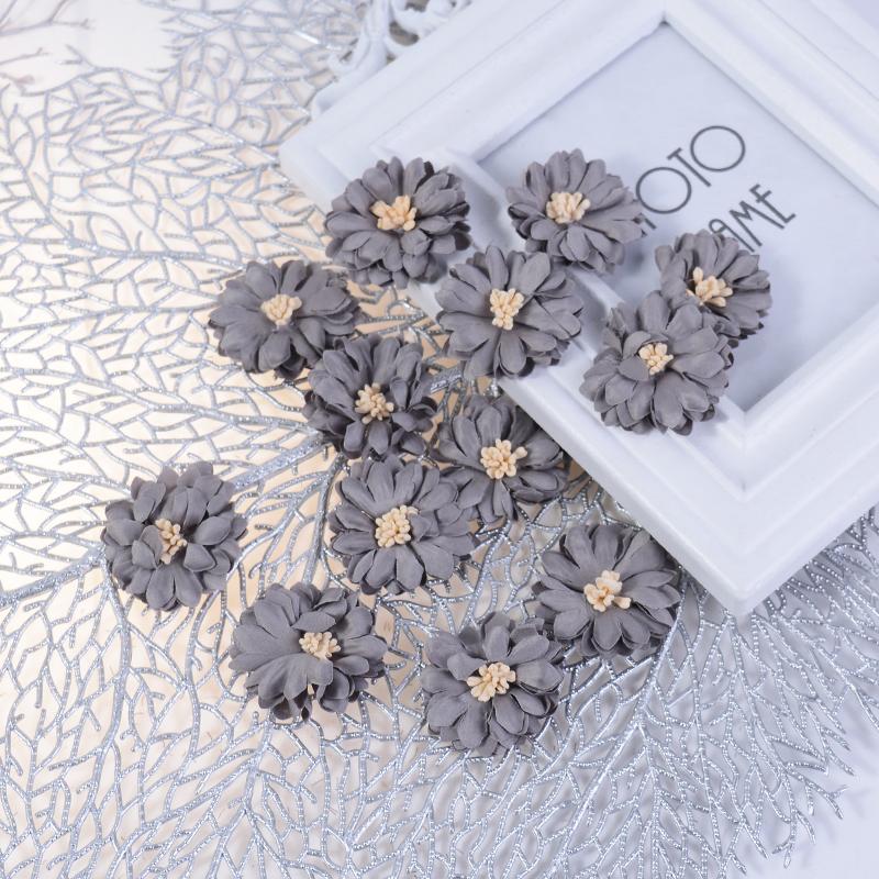10PcsChrysanthemum Artificial Flowers Head Silk 4cm Fabric Flower For Wedding Decoration DIY Brooches Handmade Craft Accessories