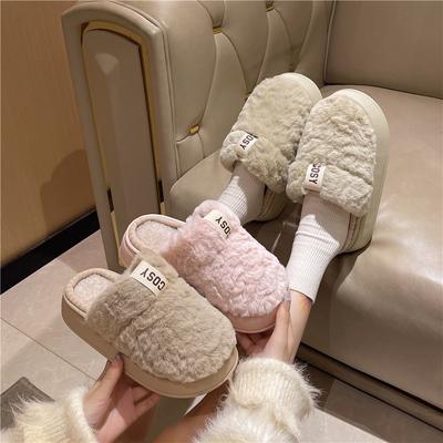 Тапочки осенне-зимние хлопковые тапочки женские домашние домашние комнатные на толстой подошве женские 2025 новые зимние шерстяные тапочки женские