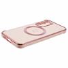 For Samsung Galaxy S23 Case Compatible with MagSafe Electroplated TPU Phone Cover Hollow Love Hearts