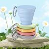 Silicone Folding Water Cup with Carabiner Handle 180ml Portable Travel Washing Cup Wide-Mouth Water Container for Coffee Beverages Juices