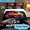 Custom Name Kansas Chiefs Helmet Bedding Set 3pcs, Bedding Set Including 1pc Duvet Cover And 2pcs Pillowcases for Bedroom, Dormitory Gift