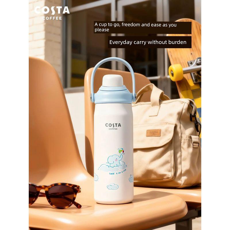 New Costa High-Capacity Thermos Cup with a Stylish Design, Featuring a Cartoon Straw Cup and Portable Car-Mounted Water Bottle