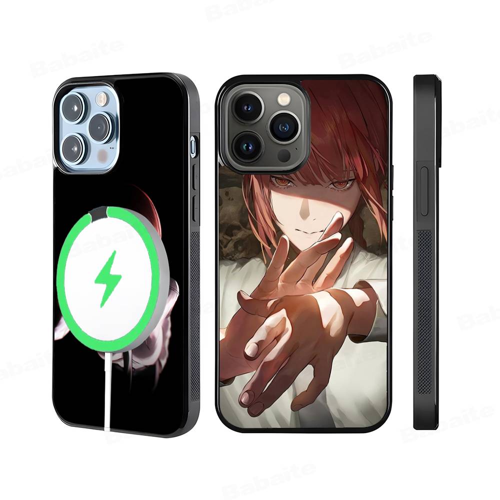 M-makima Аниме Чехол для телефона Магнитный чехол Для IPhone 16 14 13 12 11 15 Pro Max Plus Для Magsafe Беспроводная зарядка Чехол