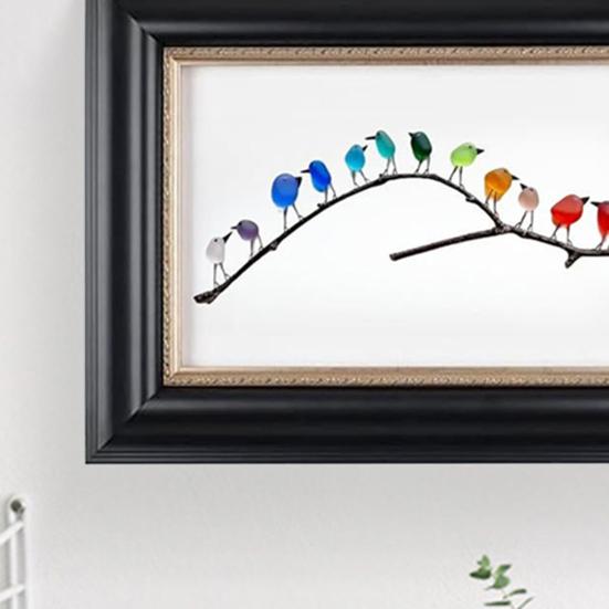 Настенный декор в виде морских стеклянных птиц Yousheng, мини-радужные птицы на ветке, символ дружбы, настенное крепление, украшение из морского стекла, подарок для друзей