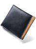 Bifold Genuine Black Men's Wallet, Leather, Cordovan-Style,