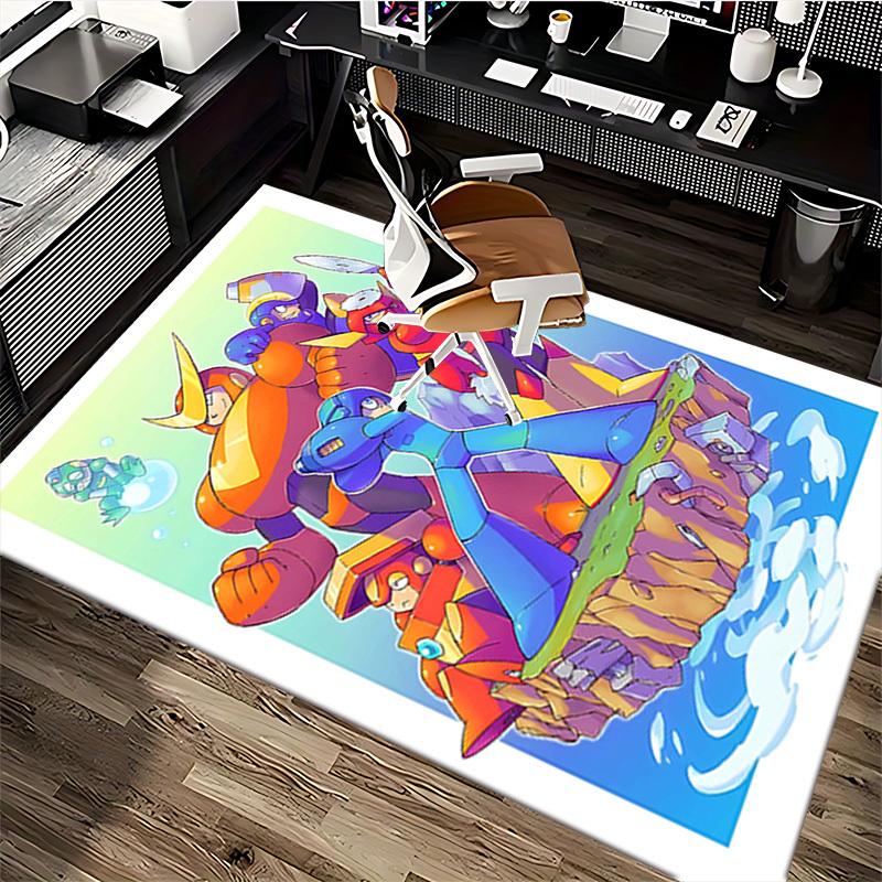 1pc Mega Man Anime Cartoon Design Office Chair Mat Non-Slip Carpet for Home Decor, Suitable for All Seasons, Ideal Gift for Fans.Y084