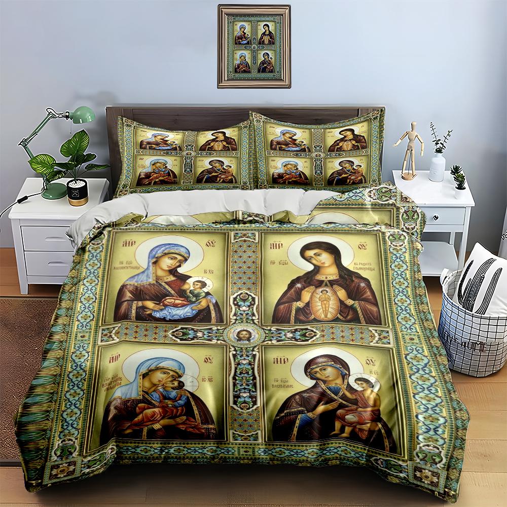 Religious iconography design. Bedding Duvet cover sets Duvet covers Pillowcases gifts (1 * Duvet Cover 2 * Pillowcases, without duvet insert)