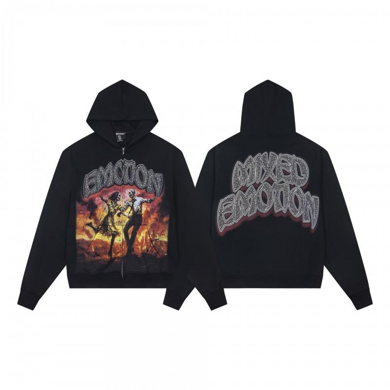 American Street Hip Hop Hoodie Teens Loose Fit Cotton Blend Casual Wear