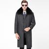 High-end Men's Cashmere Middle-aged and Elderly Woolen Woolen Coats Mid-length Genuine Fur Collar Plus Velvet Thickened Coat