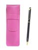 Пенал из розовой зернистой кожи с вращающейся шариковой ручкой из эпоксидной смолы, синий SASP-WD002-L