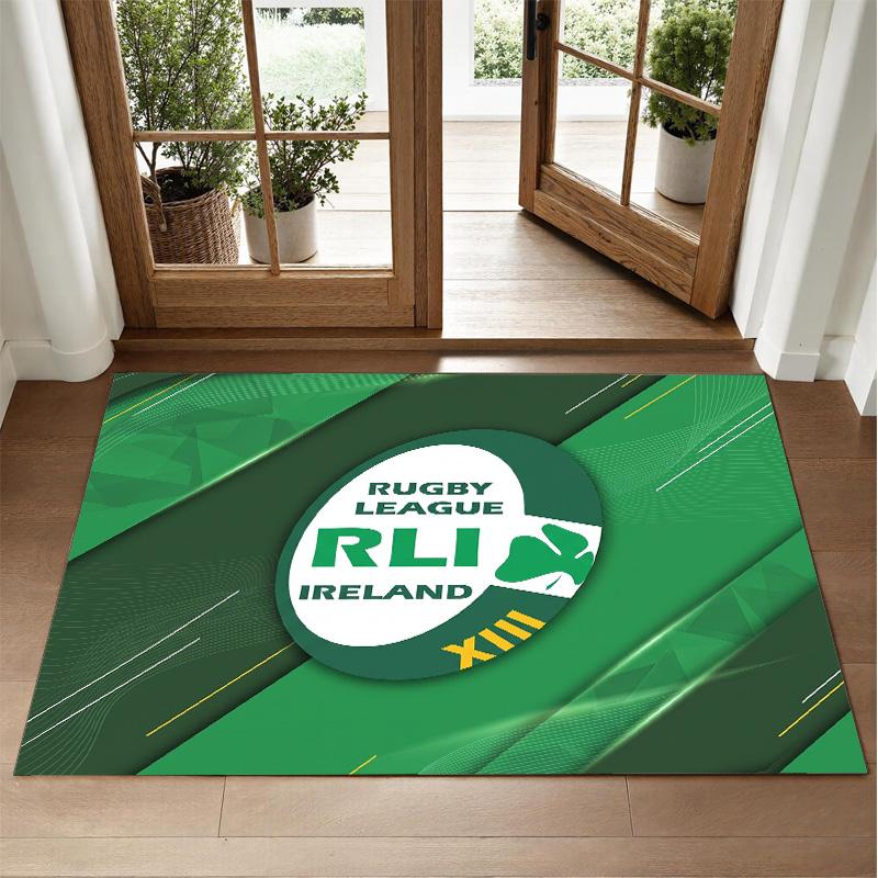 Ireland Rugby Design Crystal Velvet Rug Soft Decorative Mat for Bedroom Entrance