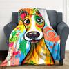1pc Colorful Dog Art Blanket - Lightweight Flannel Fleece with Digital Printing, Soft Warm for Sofa, Travel, Camping, Office yy251018306