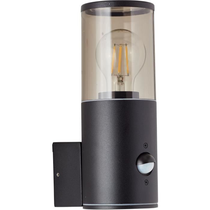 Applique extérieure SERGIORO avec détecteur de mouvement - Noir dépoli - E27 20W - Aluminium/Plastique - IP44