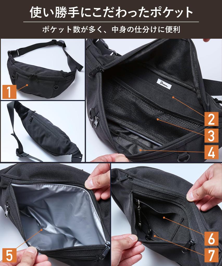 Body Shoulder Body Waist Large Crossbody Waist L Size [STREAM] Bag, Bag, Bag, Bag, Men's, Capacity, Pouch, Women's, Multifunctional, Unisex, Outdoor,