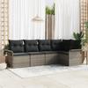 Set of 5 Pieces of Garden Sofas with Gray Cushions In Poly Rattan, 2-seater Garden Sofa with Storage 3354028