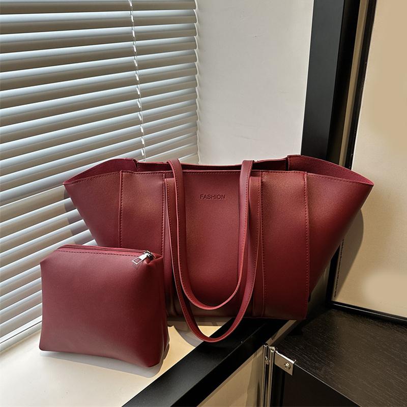 Минималистичный набор сумок-тоут с принтом букв из ПУ, на молнии, на плечо для женщин для покупок и повседневного использования