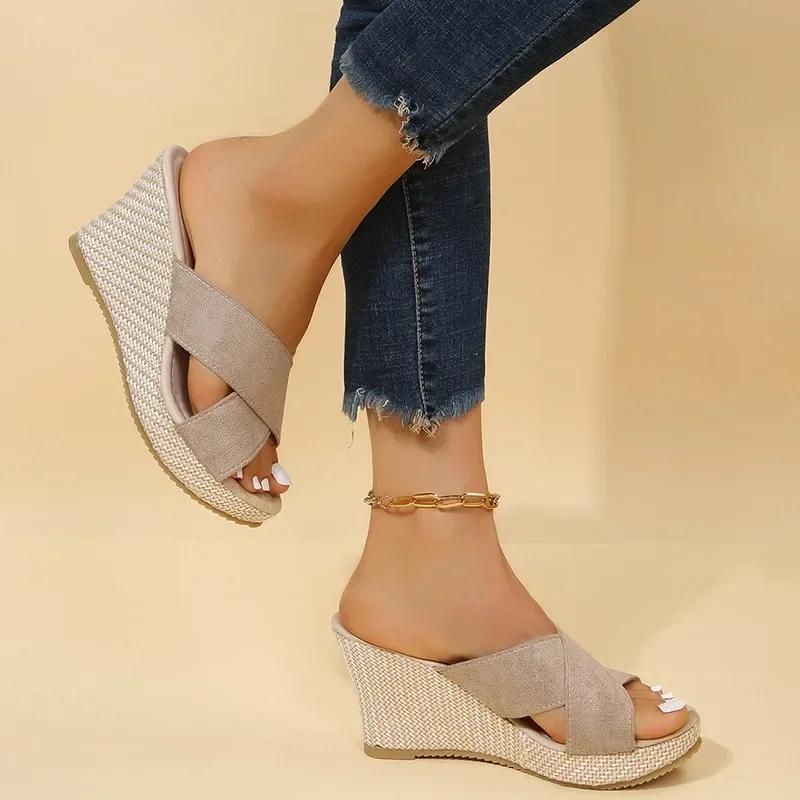 Summer Shoes for Women New Open Toe Women's Wedges Platform Slippers Outdoor Women's Casual High Heel Slippers Women Sandals