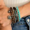 Новые бирюзовые деревянные бусины, бисерные аксессуары из сплава, эластичная леска, женский браслет