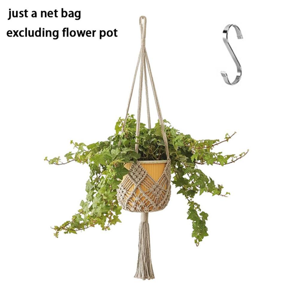 Boho Plant Hanger Cotton Rope Woven Flower Pot for Indoor Outdoor Hanging Succulents