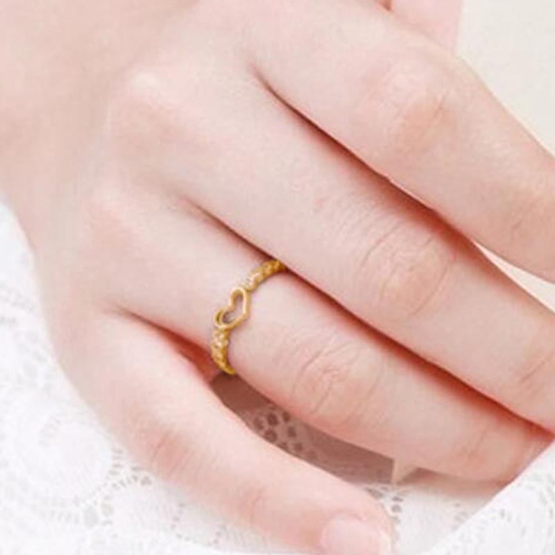 Huitan Фантазийные кольца с полым сердцем для женщин Изысканные кольца с кристаллами и кубическим цирконием Простые стильные обручальные кольца для свадьбы Модные украшения