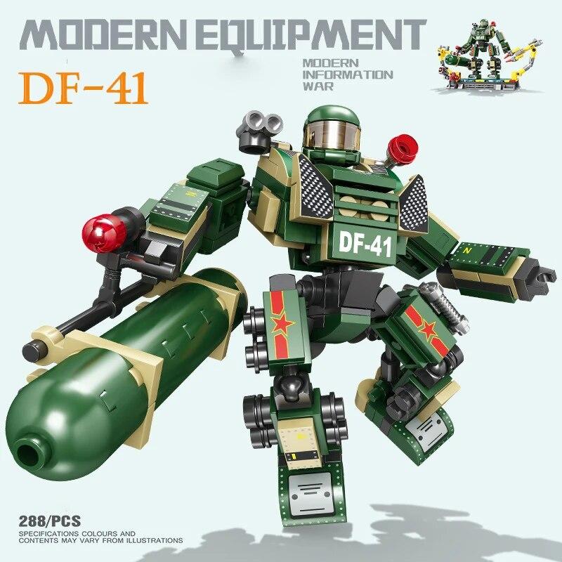 KAZI 200+PCS Missile Mech Shape-shifting Warrior Children's Puzzle Building Block Toy Deformation God of War Assembly Model Boys